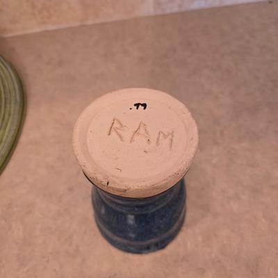 Decorative Pottery Set with Tray and Candle Holders