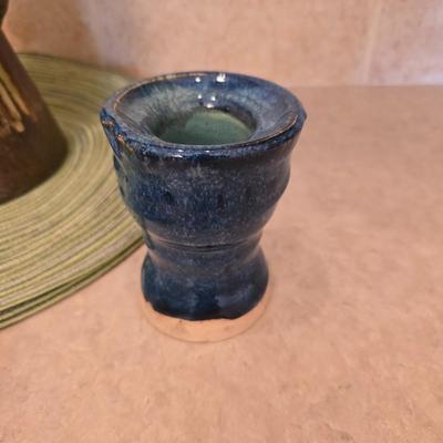 Decorative Pottery Set with Tray and Candle Holders