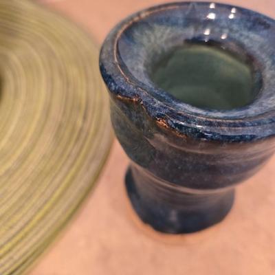 Decorative Pottery Set with Tray and Candle Holders