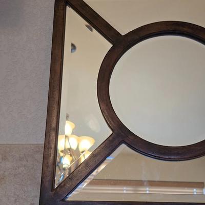 Decorative metal framed Mirror & Candle Holder Set with Wrought Iron Accents