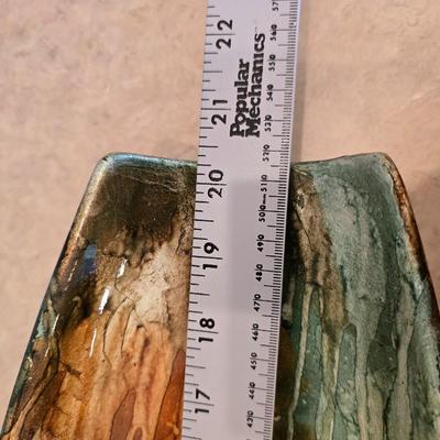 Abstract Ceramic Bowl & Blue Art Glass Vase