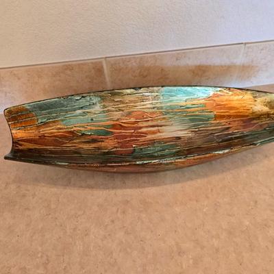 Abstract Ceramic Bowl & Blue Art Glass Vase