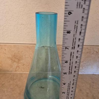 Abstract Ceramic Bowl & Blue Art Glass Vase