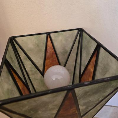 Stained Glass Accent Lamp & Black battery-operated Mantel Clock with hide-away!