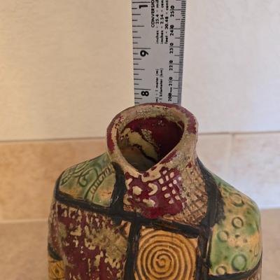 Abstract Patchwork-Style Bust Ceramic Vase - pottery piece