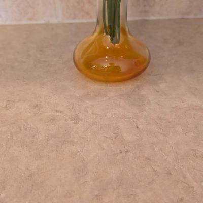 Peacock Vase, Glass Bud Vase, and Framed Butterfly Art