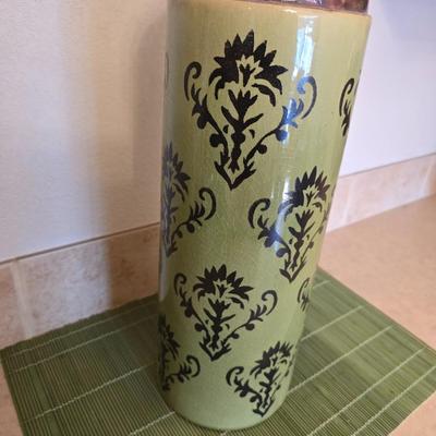 Tall pottery vase with Faux flowers