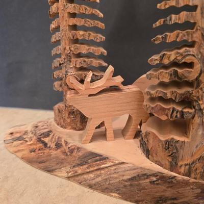 Hand-Carved from one log - Woodland Forest Scene This is talent!