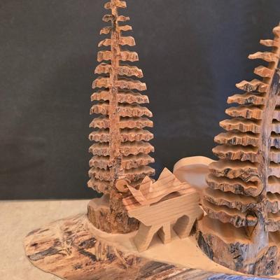 Hand-Carved from one log - Woodland Forest Scene This is talent!