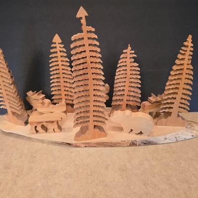 Hand-Carved from one log - Woodland Forest Scene This is talent!