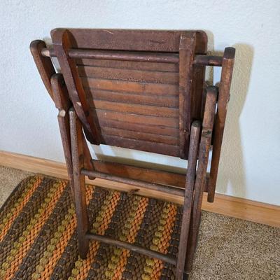 Antique Folding Chair & Miniature Wicker magazine rack