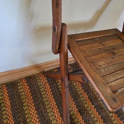 Antique Folding Chair & Miniature Wicker magazine rack