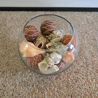 Framed Sunset Beach Print & Decorative Shell Bowl