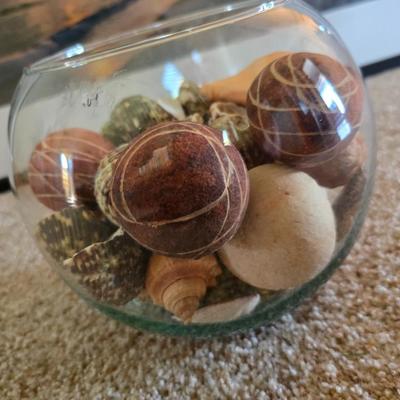 Framed Sunset Beach Print & Decorative Shell Bowl