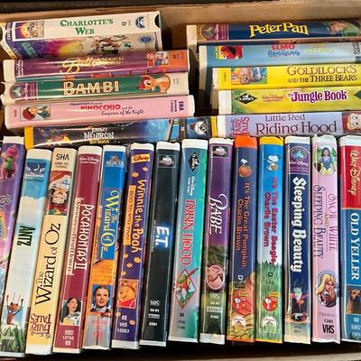 Box of Disney VHS Tapes