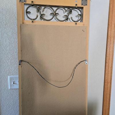 Rustic Wood Wall Mirror with Wrought Iron Detail