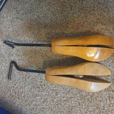 Shoe Rack with Assorted Baskets and Wooden Shoe Stretchers