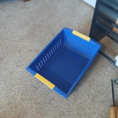 Shoe Rack with Assorted Baskets and Wooden Shoe Stretchers