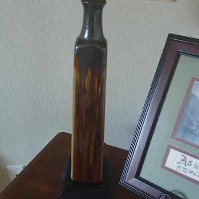 Tall pottery Lamp & Framed Scripture Art