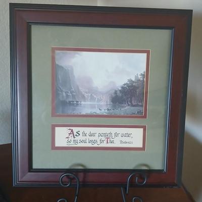 Tall pottery Lamp & Framed Scripture Art