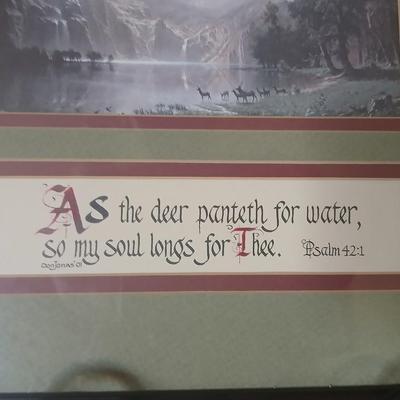 Tall pottery Lamp & Framed Scripture Art