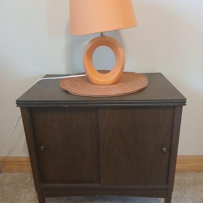 Retro and Fun Mid-Century Orange Loop Lamp with Cabinet