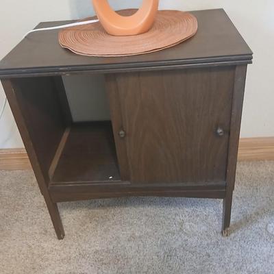 Retro and Fun Mid-Century Orange Loop Lamp with Cabinet