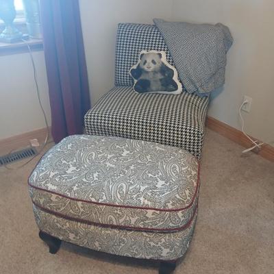Dimensions Furniture Chair and Crate & Barrel Ottoman Set with Extra Fabric that matches the chair and a 100% organic cotton Panda...