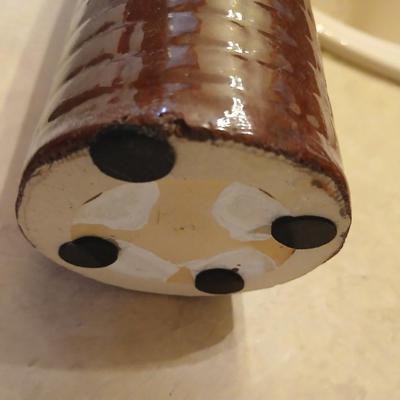 Decorative Brown Wicker Basket and Tall Vase with dried grass