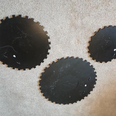 Set of 3 Black Sunburst Wall Mirrors