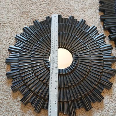 Set of 3 Black Sunburst Wall Mirrors