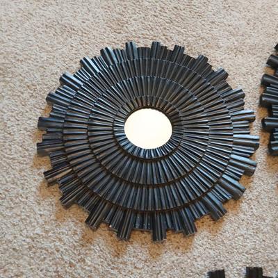 Set of 3 Black Sunburst Wall Mirrors
