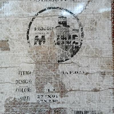 Geometric Runner Rug with Coordinating Striped Curtains