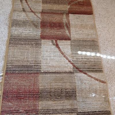 Geometric Runner Rug with Coordinating Striped Curtains