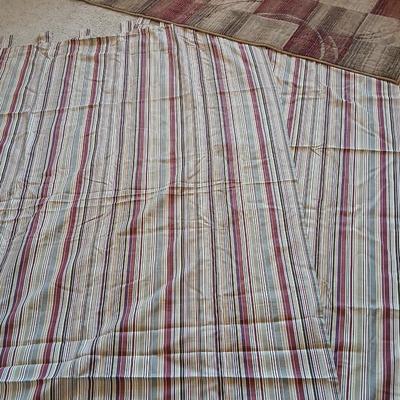 Geometric Runner Rug with Coordinating Striped Curtains