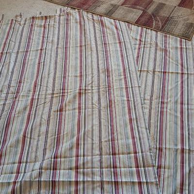 Geometric Runner Rug with Coordinating Striped Curtains