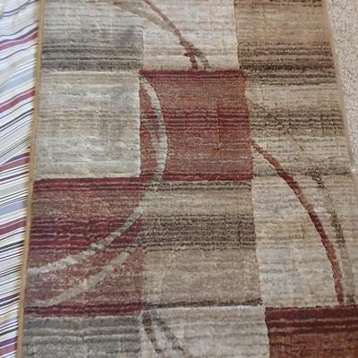 Geometric Runner Rug with Coordinating Striped Curtains