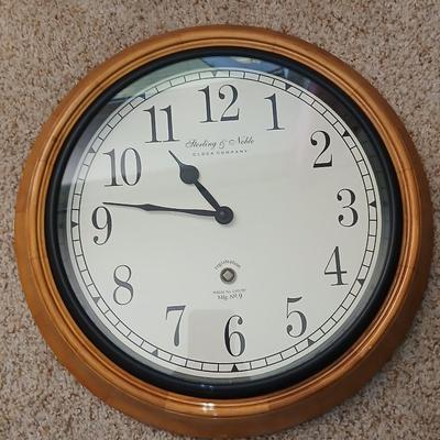 Rustic Table Lamp Pair with Faux Leather Shades + Wall Clock