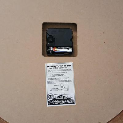 Rustic Table Lamp Pair with Faux Leather Shades + Wall Clock