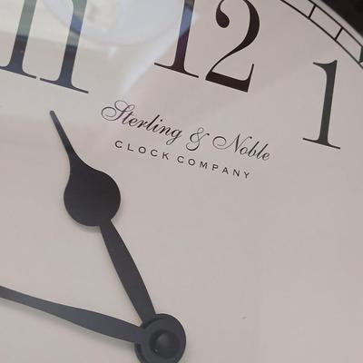 Rustic Table Lamp Pair with Faux Leather Shades + Wall Clock