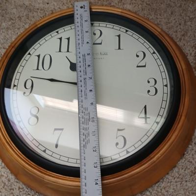 Rustic Table Lamp Pair with Faux Leather Shades + Wall Clock