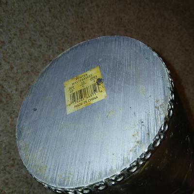 Ornate Silver colored Table Lamp with Classic Shade + Embossed Silver colored Waste Bin