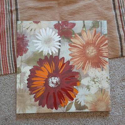 Decor Lot – Throw Rug, New Drapes & Floral Canvas Art
