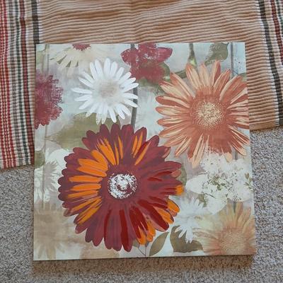 Decor Lot – Throw Rug, New Drapes & Floral Canvas Art