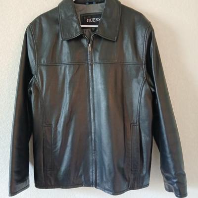 GUESS Black Leather Jacket – Men's Size L