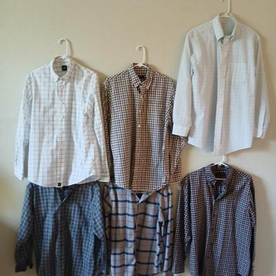 Lot of 6 Men’s Long Sleeve Plaid Shirts – Size M