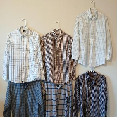 Lot of 6 Men’s Long Sleeve Plaid Shirts – Size M