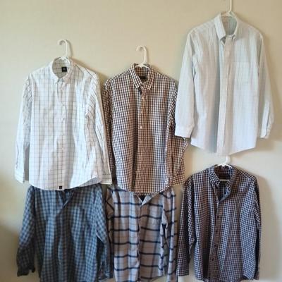 Lot of 6 Men’s Long Sleeve Plaid Shirts – Size M