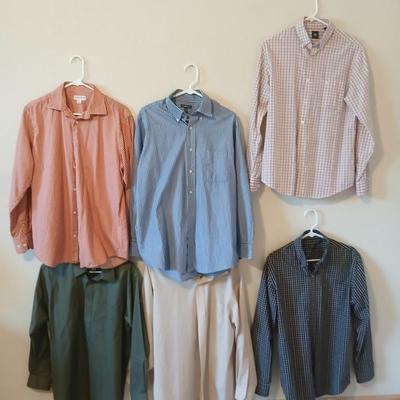 Lot of 6 Men's Long Sleeve Button-Down Shirts – Size M (15.5, 32/33)
