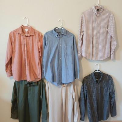 Lot of 6 Men's Long Sleeve Button-Down Shirts – Size M (15.5, 32/33)